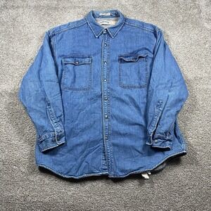 Vintage Orvis Denim Shirt Jacket Shacket Mens XL Southwest Blanket Lining Button